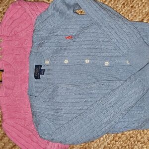 Polo Ralph Lauren Pink and Blue Cable Knit Sweaters Size 6